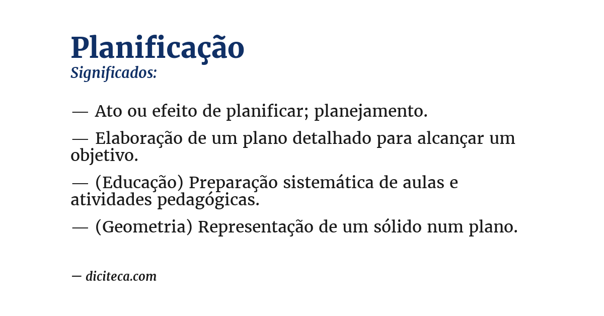 Significado de planificação