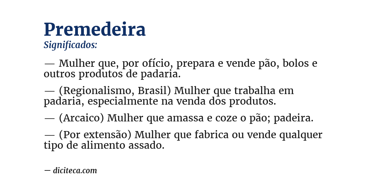 Significado de premedeira