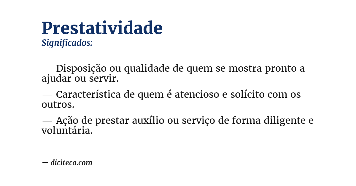 Significado de prestatividade