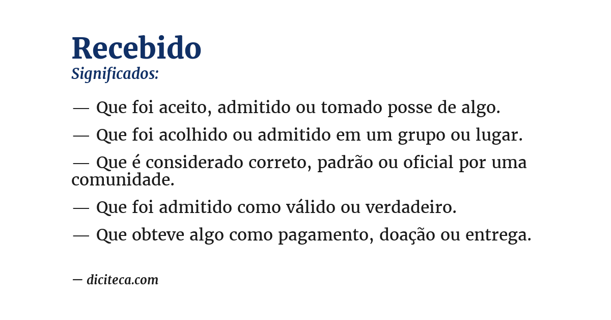Significado de recebido