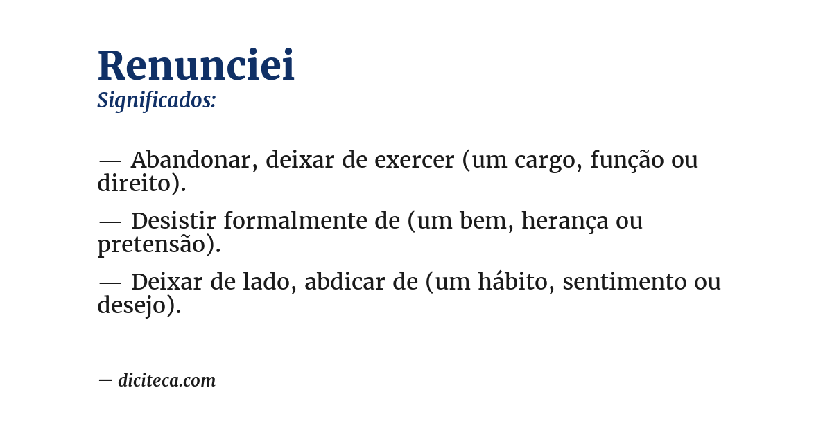 Significado de renunciei