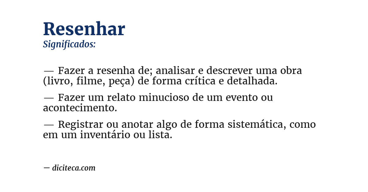 Significado de resenhar