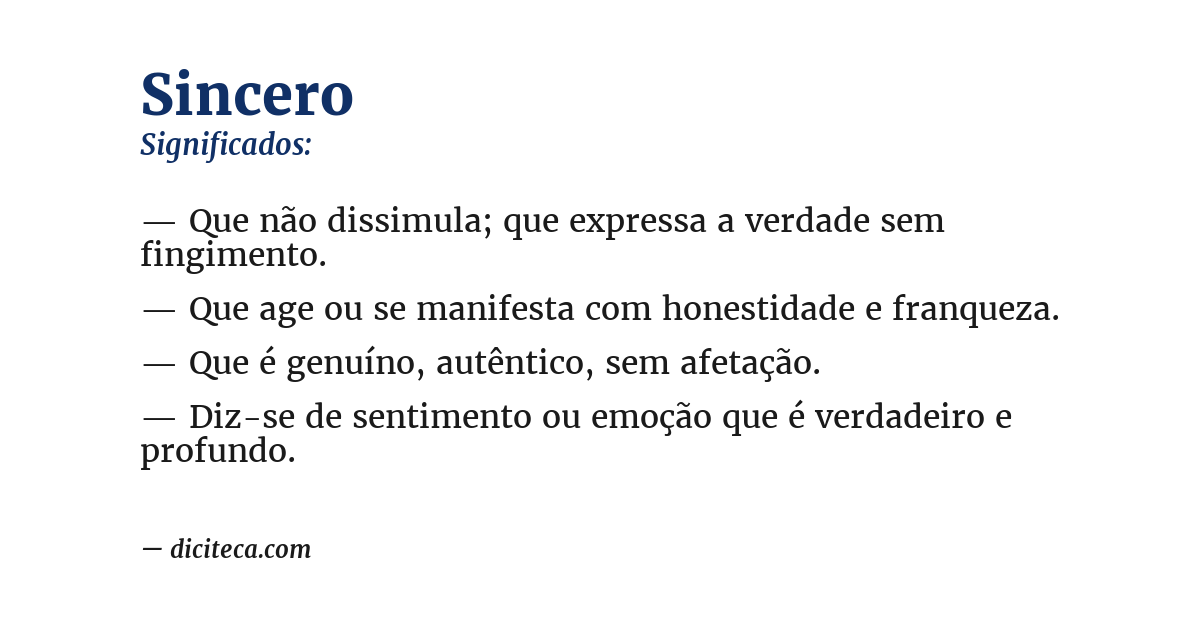 Significado de sincero