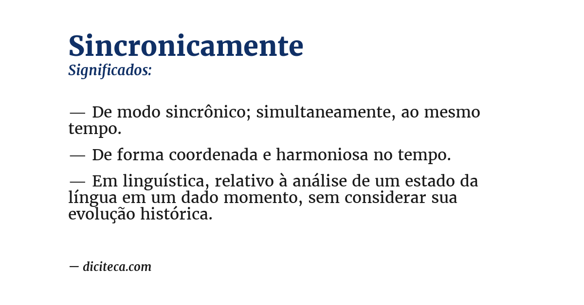 Significado de sincronicamente
