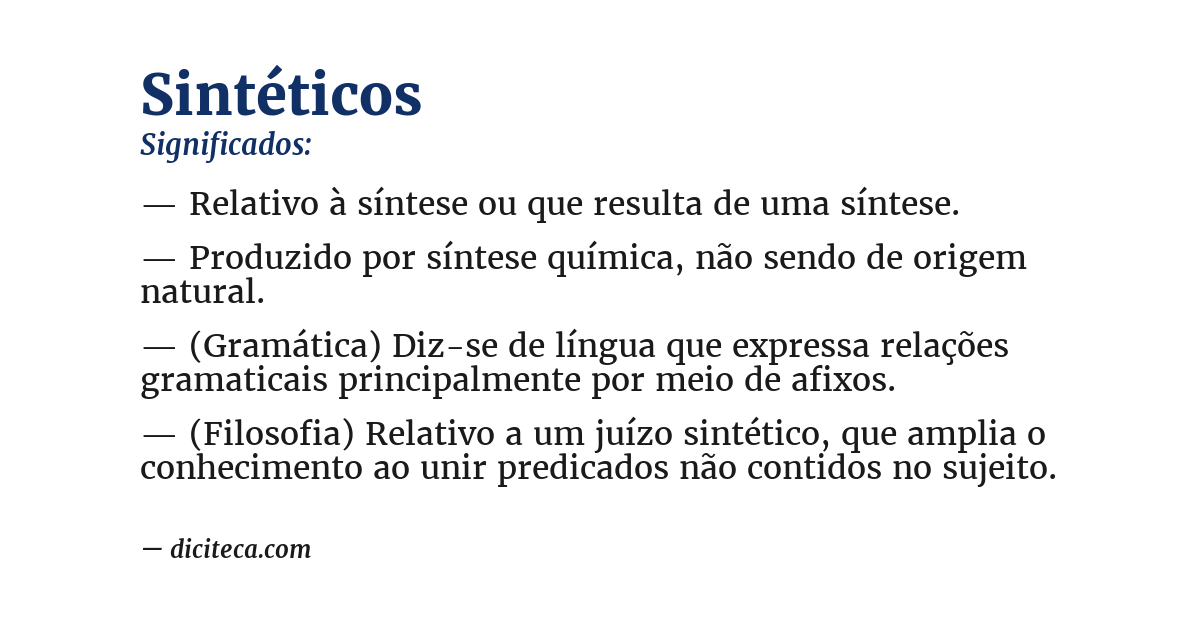 Significado de sintéticos