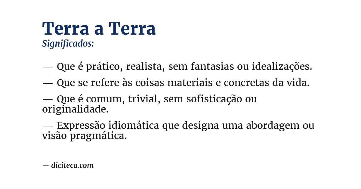Significado de terra a terra