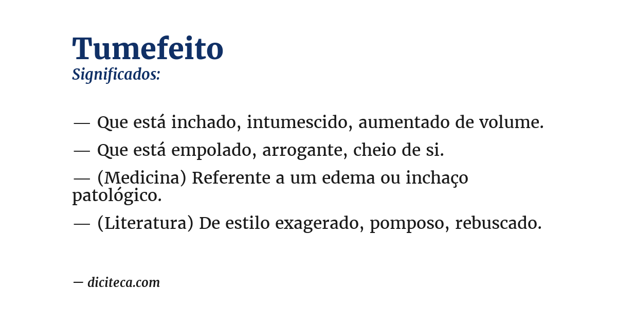 Significado de tumefeito