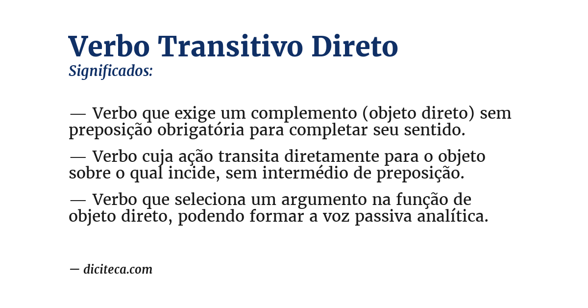 Significado de verbo transitivo direto