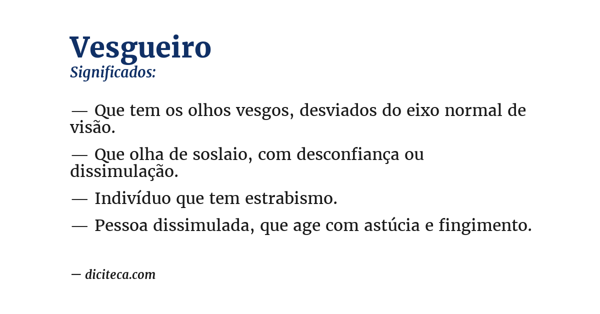 Significado de vesgueiro