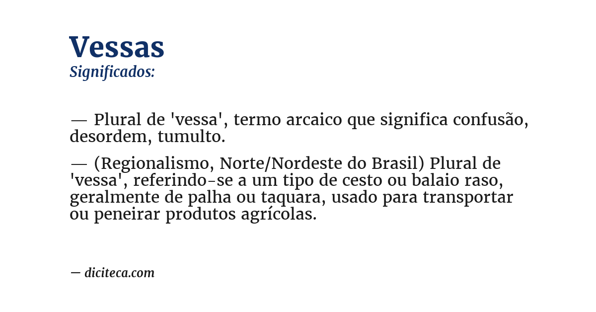Significado de vessas