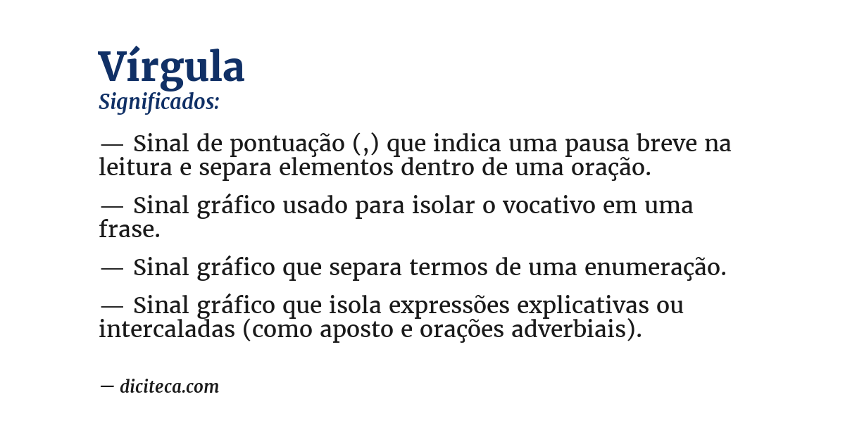 Significado de vírgula