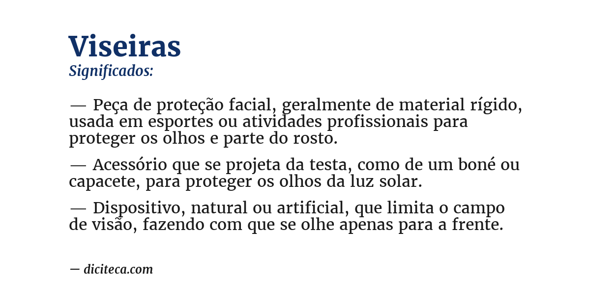 Significado de viseiras