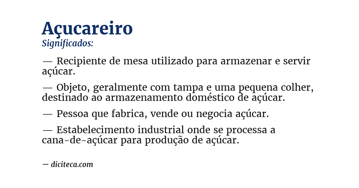 Significado de açucareiro