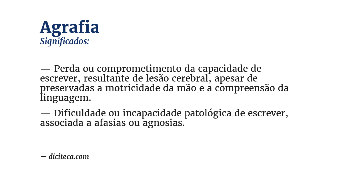 Significado de agrafia