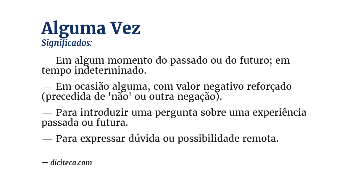 Significado de alguma vez