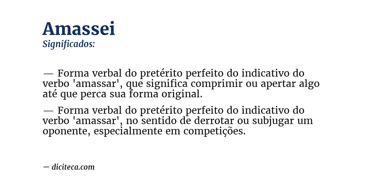 Significado de amassei