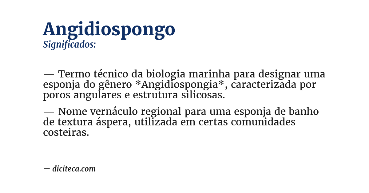 Significado de angidiospongo
