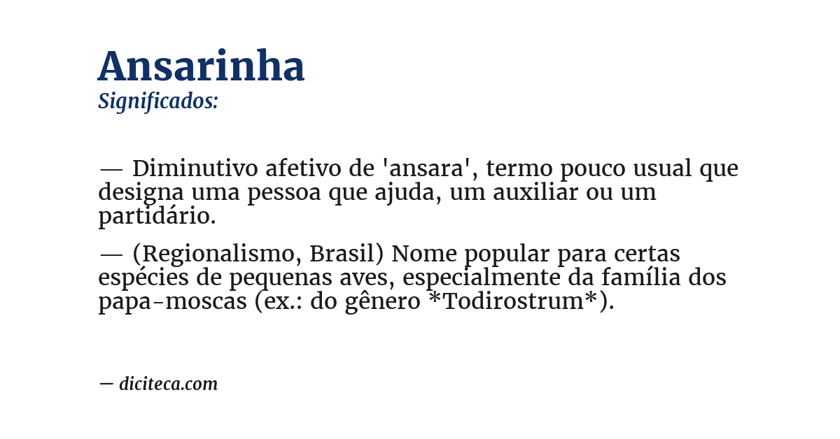 Significado de ansarinha
