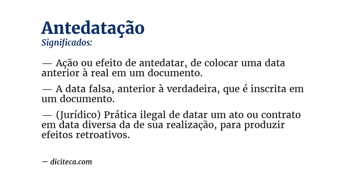 Significado de antedatação