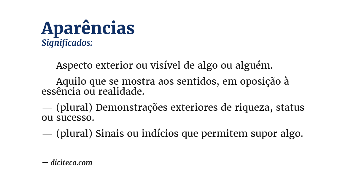 Significado de aparências