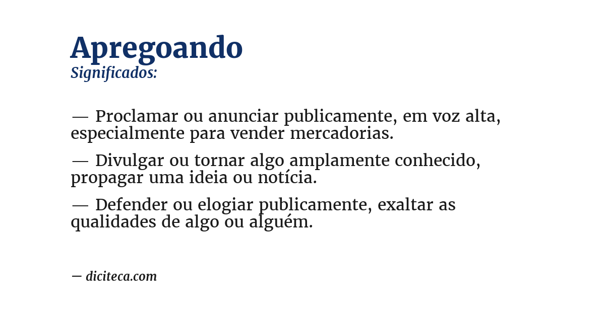 Significado de apregoando