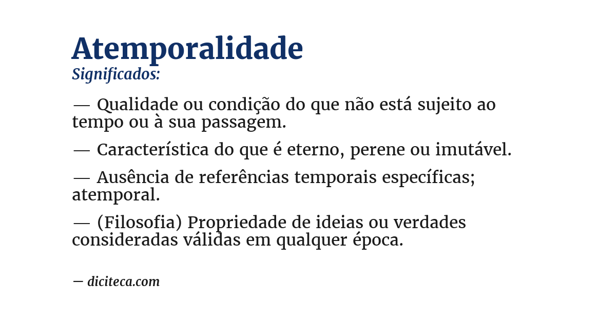 Significado de atemporalidade