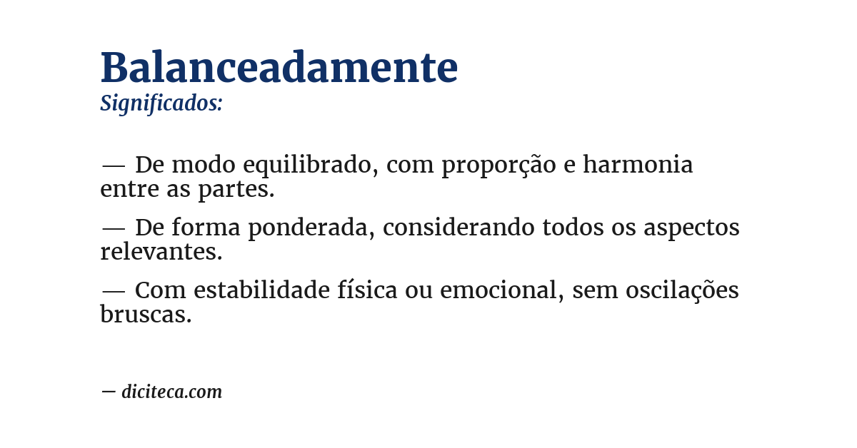 Significado de balanceadamente