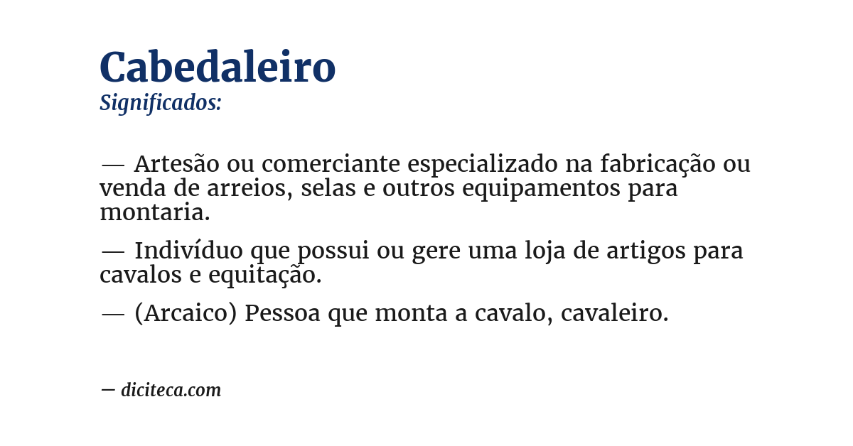 Significado de cabedaleiro