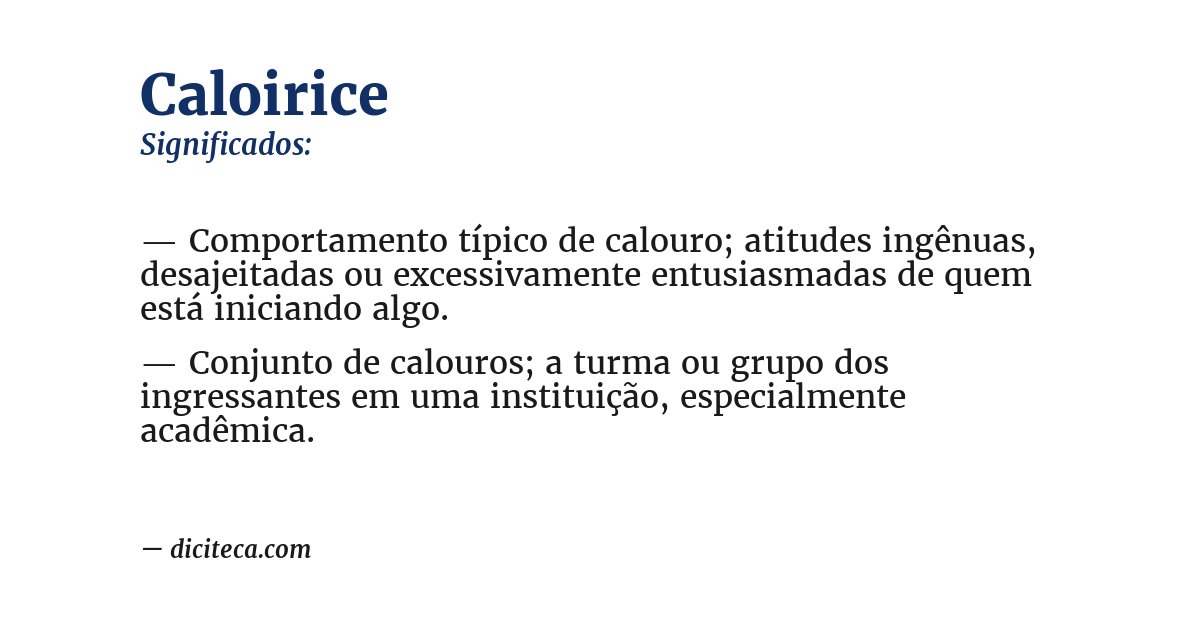 Significado de caloirice