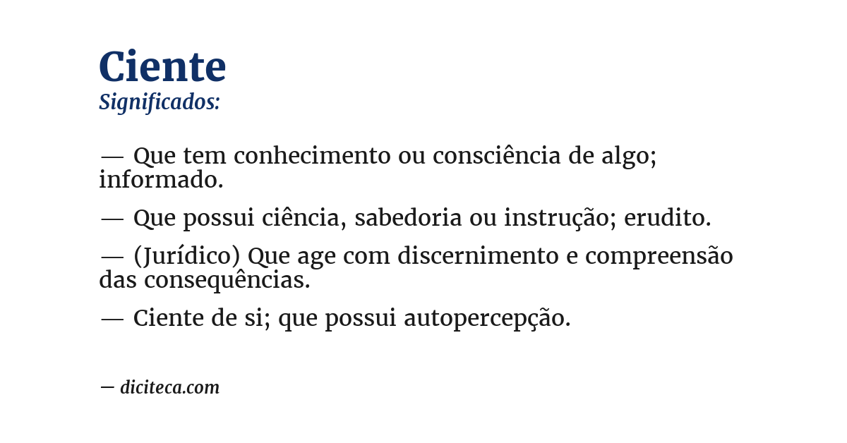 Significado de ciente