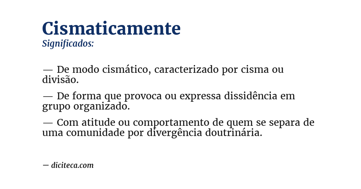 Significado de cismaticamente