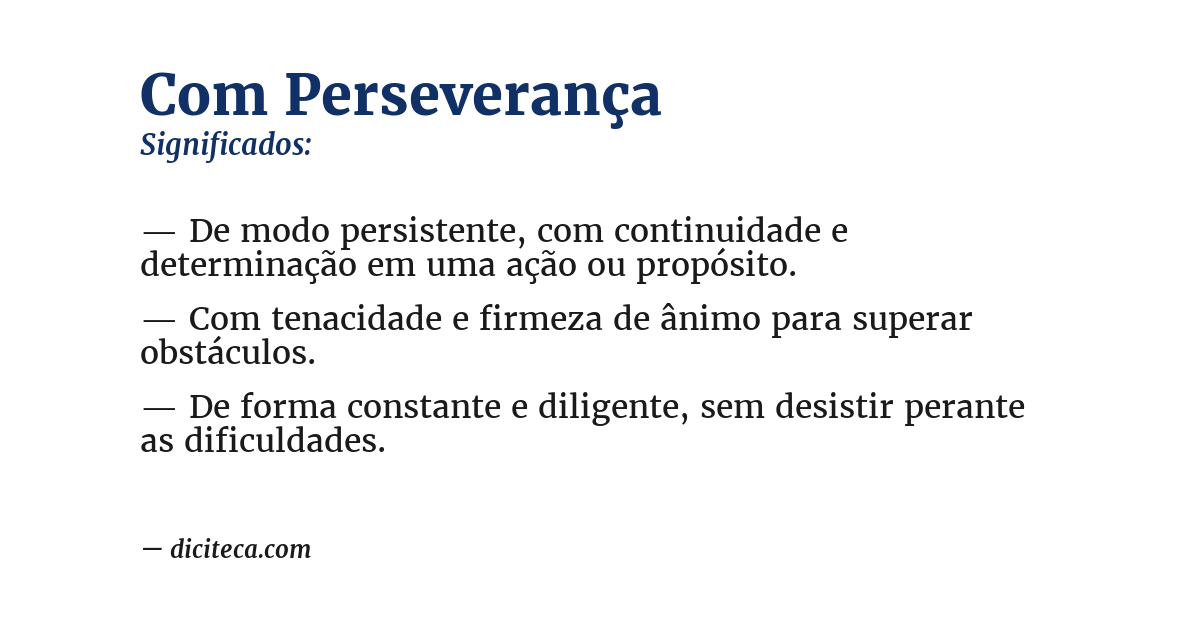 Significado de com perseverança