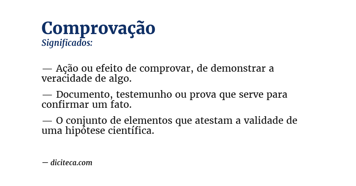 Significado de comprovação