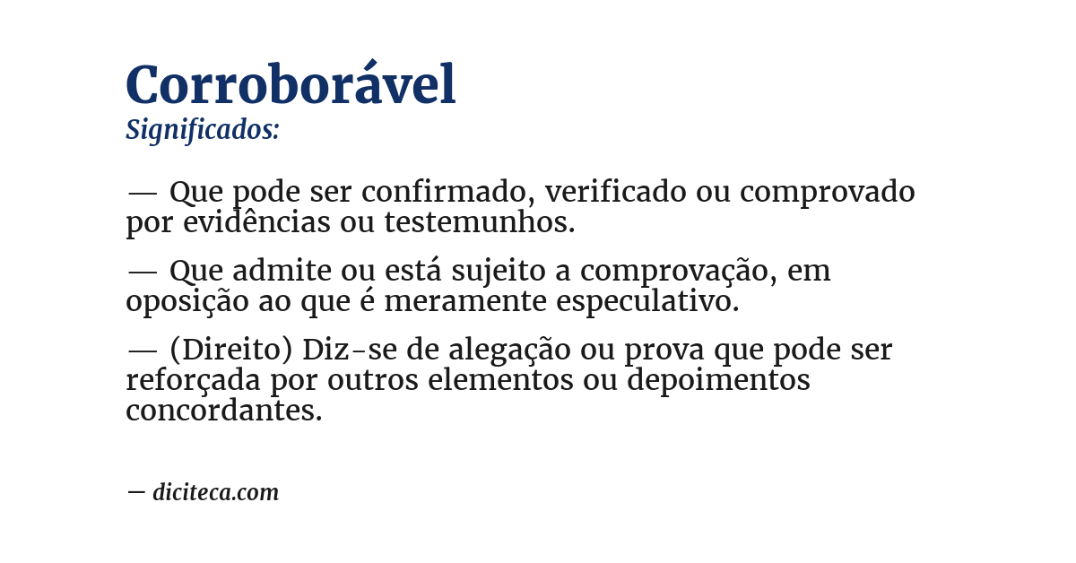 Significado de corroborável