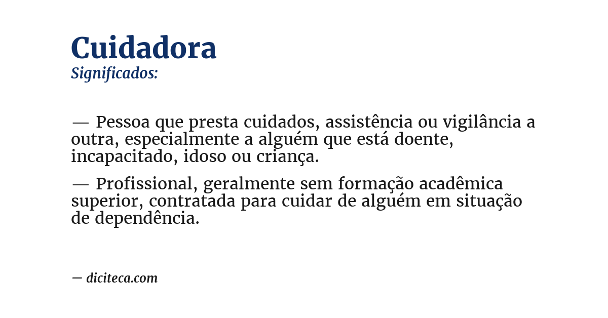 Significado de cuidadora