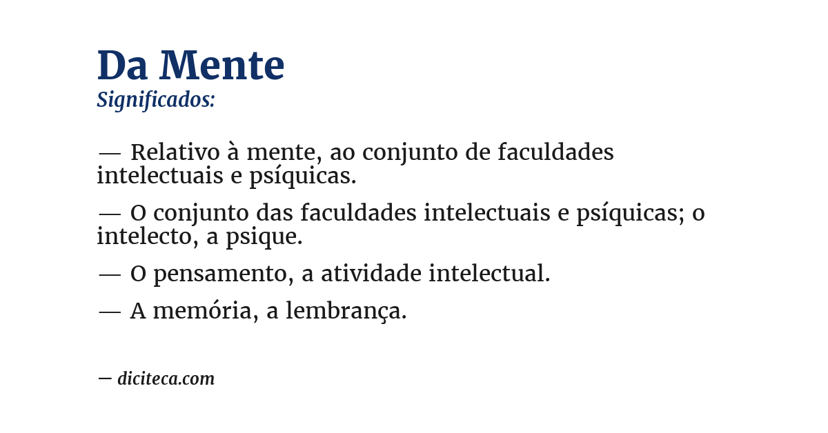 Significado de da mente