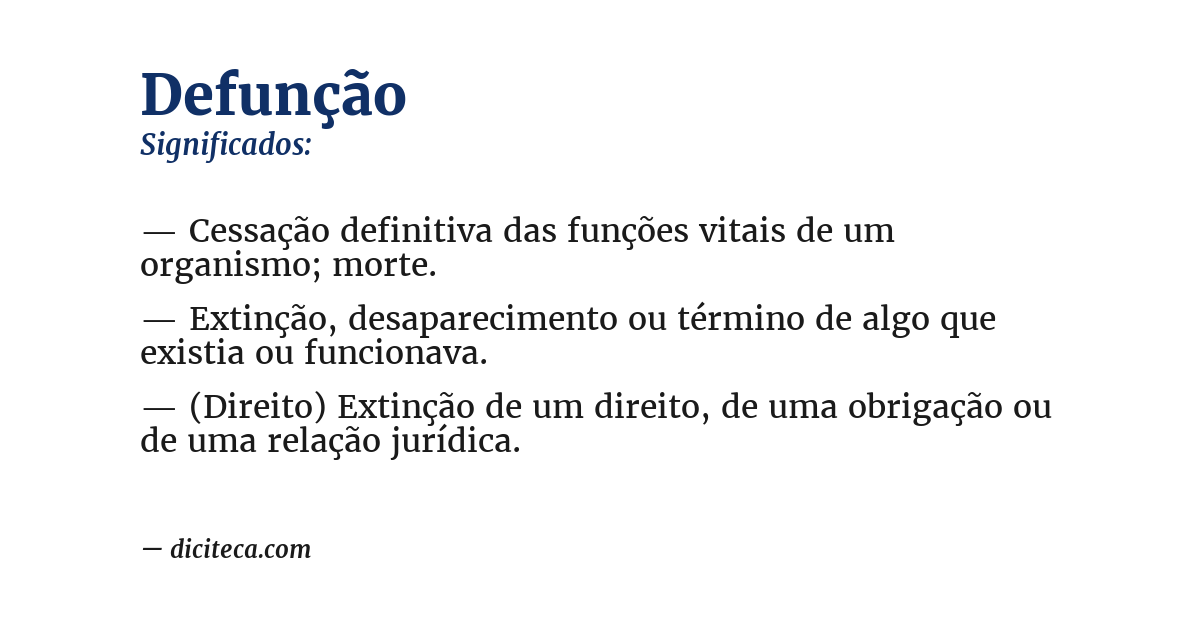 Significado de defunção