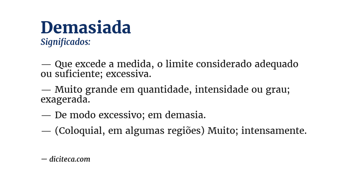 Significado de demasiada