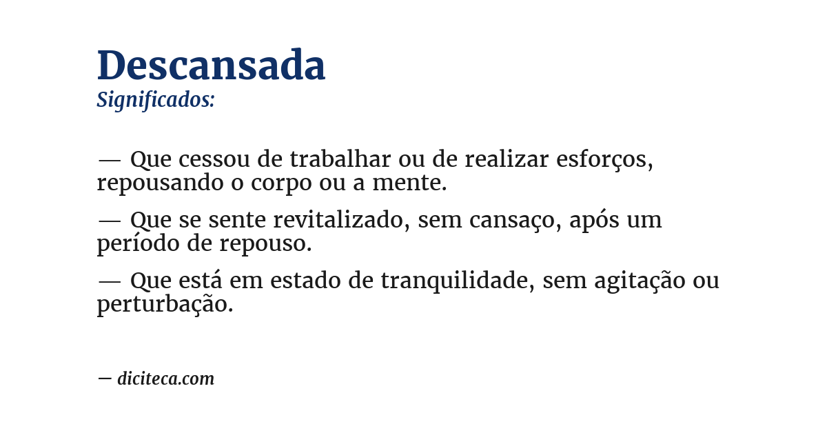 Significado de descansada