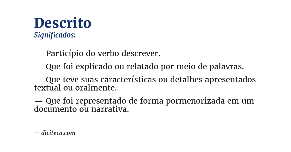 Significado de descrito
