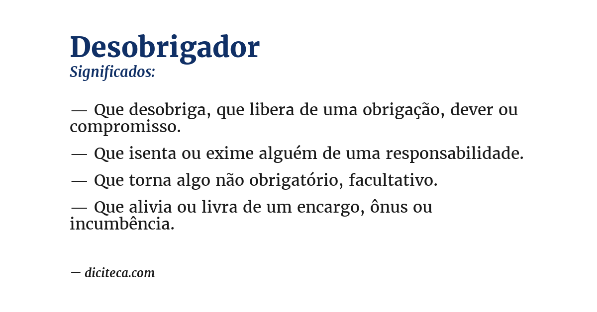Significado de desobrigador
