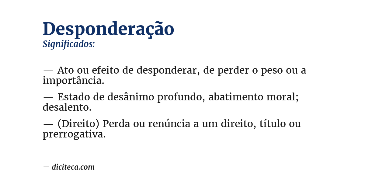 Significado de desponderação