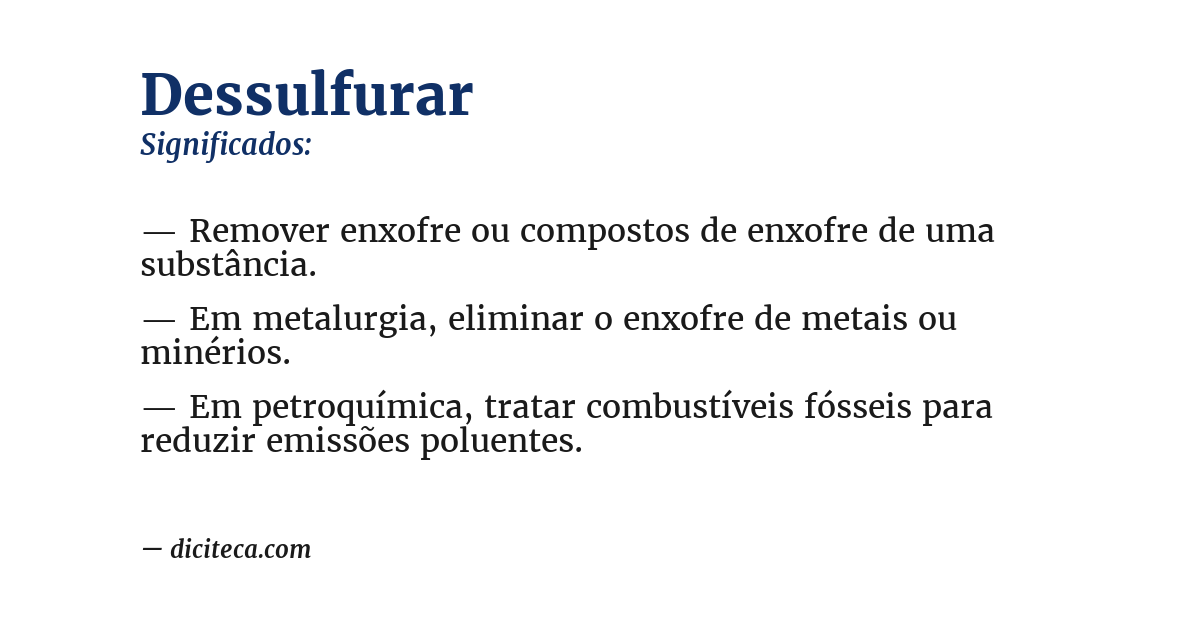 Significado de dessulfurar