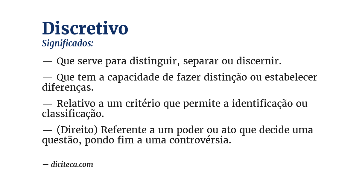 Significado de discretivo