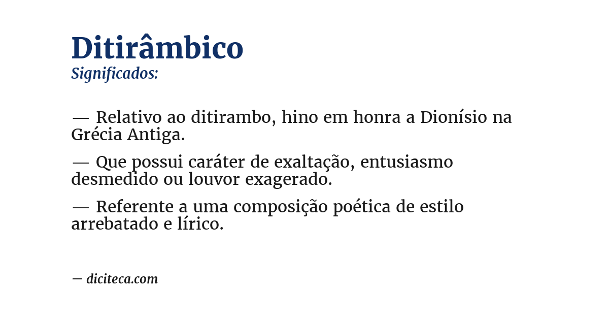 Significado de ditirâmbico