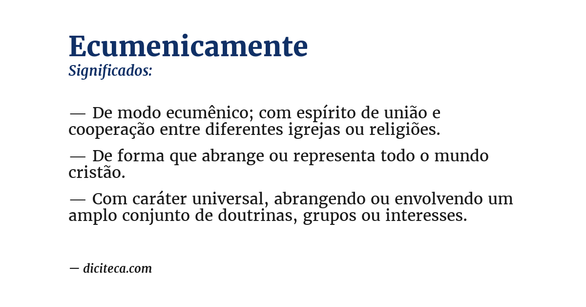 Significado de ecumenicamente