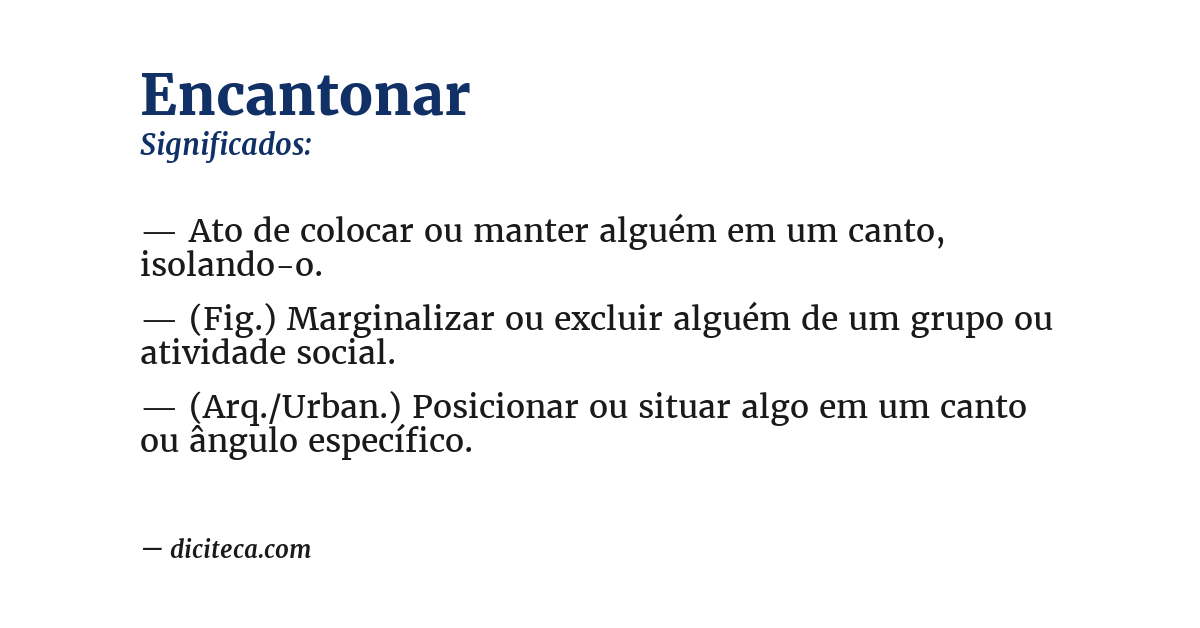 Significado de encantonar