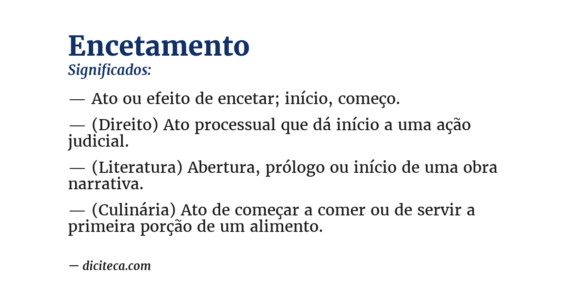 Significado de encetamento