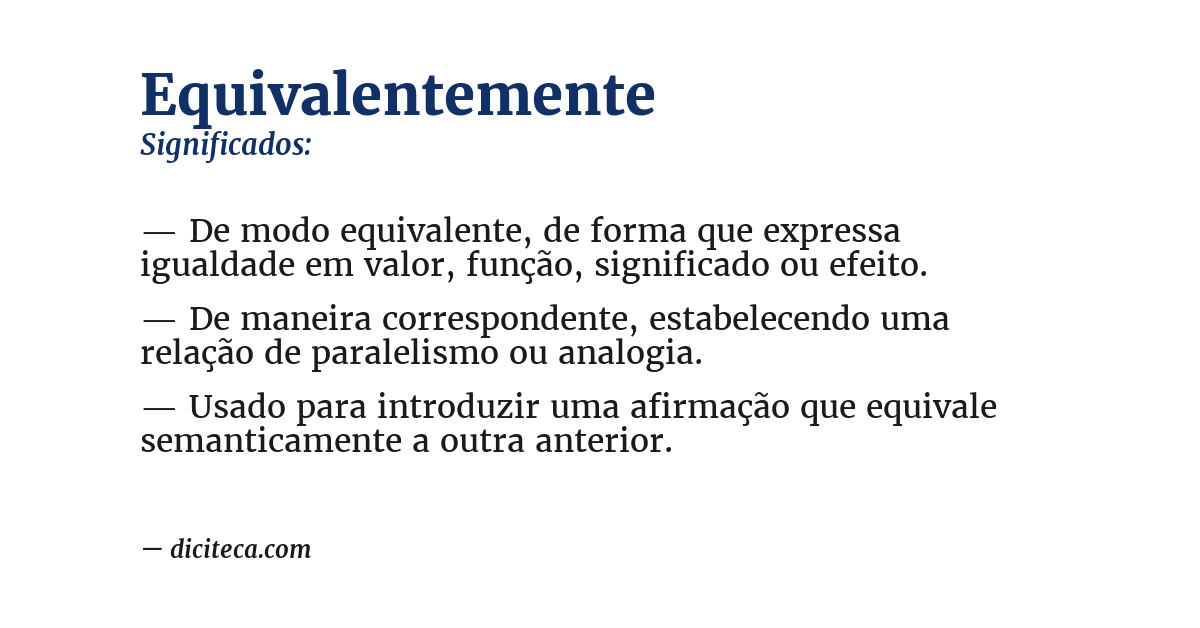 Significado de equivalentemente