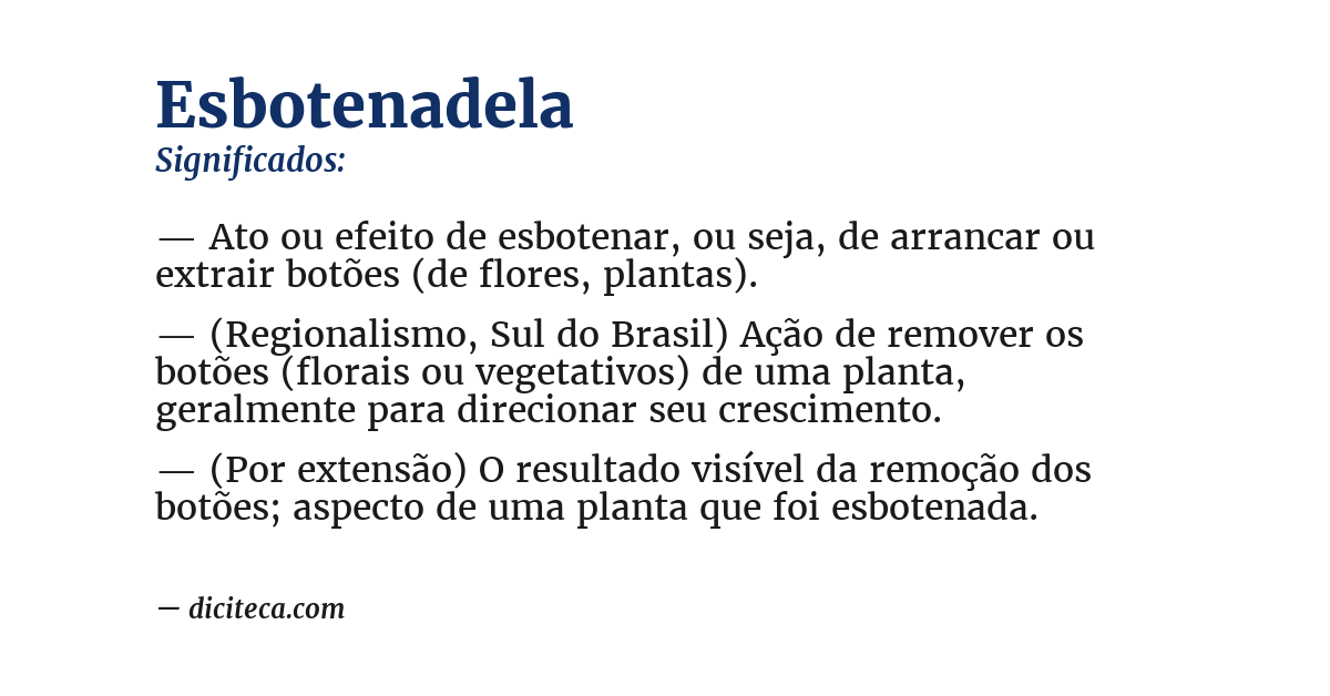 Significado de esbotenadela